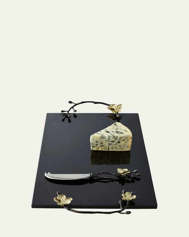 Gold Orchid Cheese Board & Knife